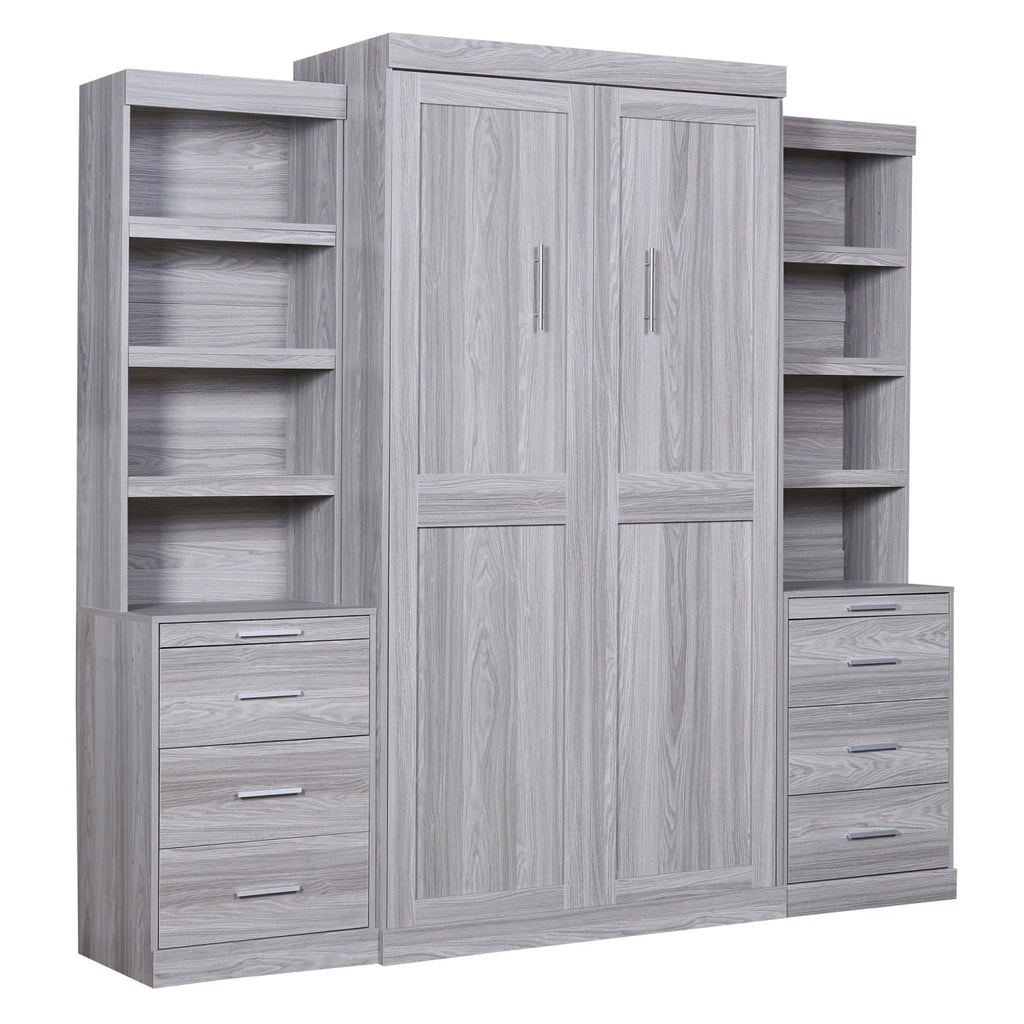 Twin Size Murphy Bed with Wardrobe and Drawers V678677