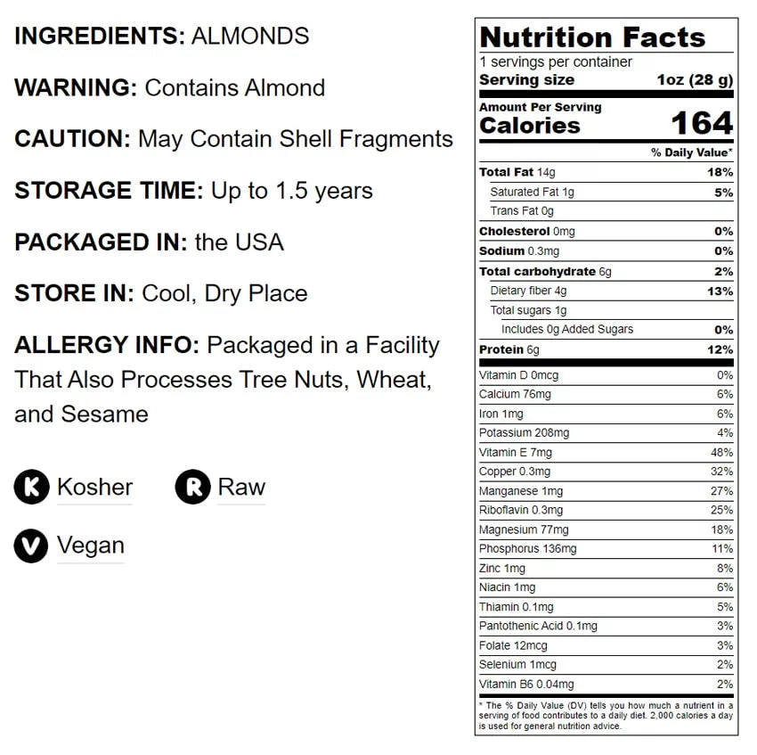 California Almonds 4 Pounds Kosher Z4773