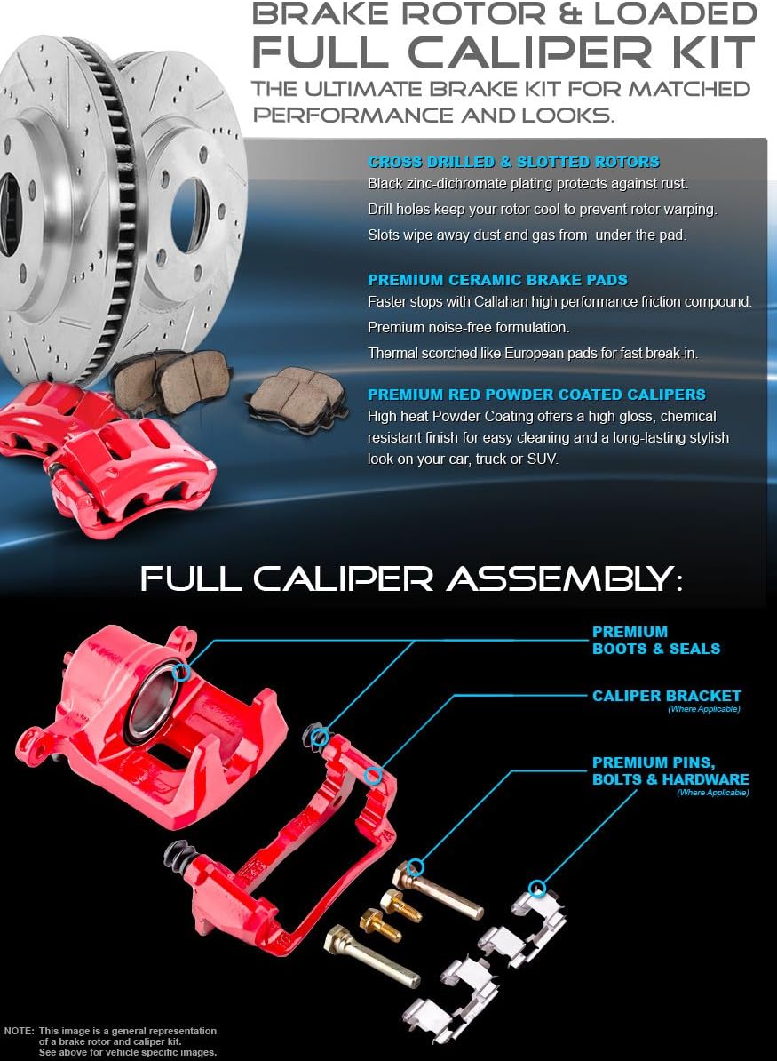 Red Powder Coated Caliper Assembly Set Kit Z101