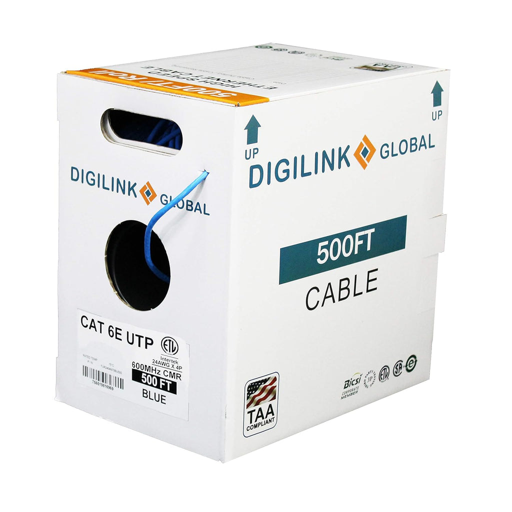 1000ft Blue Solid Bare Copper Cat6e Bulk Ethernet Cable M40388