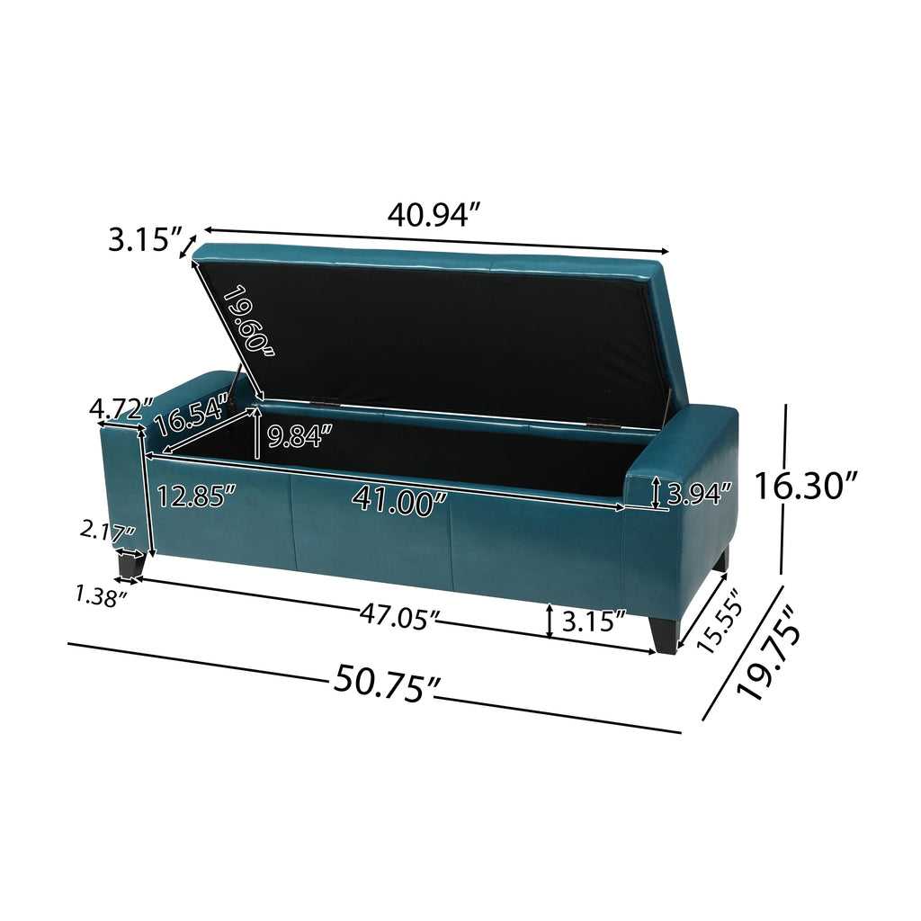 Teal PU Leather Storage Ottoman N28908