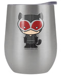 Catwoman Chibi 12 OZ Stemless Wine Tumbler, Stainless Steel Travel Cup with Leak Resistant Slide-Lock Lid H58451