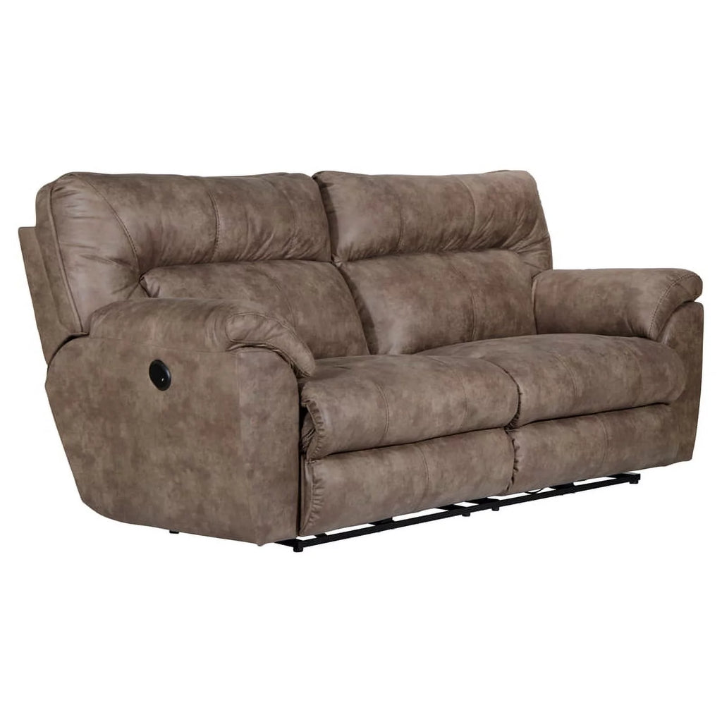 Brown Polyester Power Reclining Sofa W5351