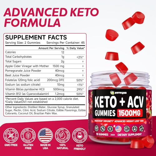 2 Pack 1500mg Keto ACV Gummies with Pomegranate & Beetroot B7191