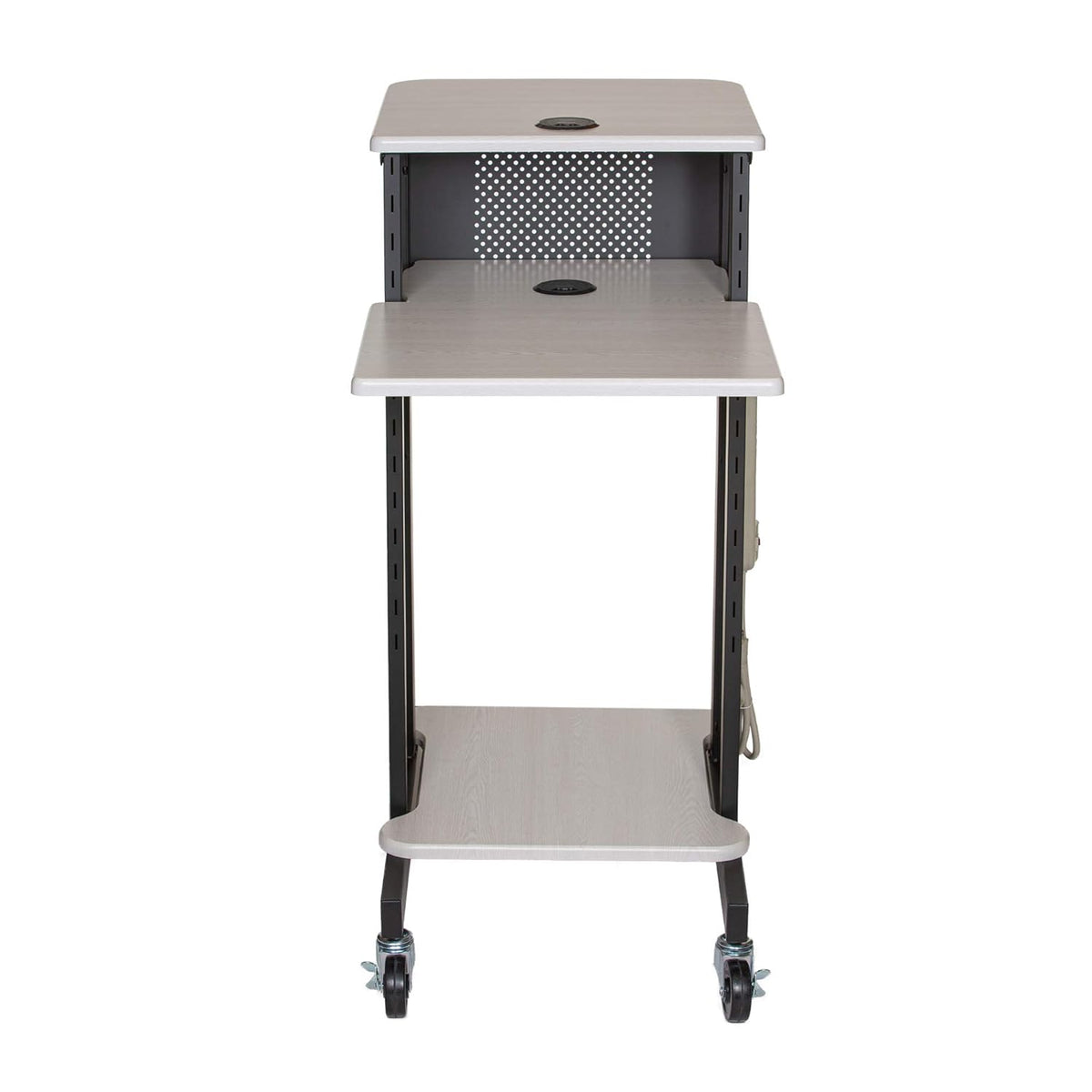 Presentation Cart and Stand, Steel Frame, Ivory Woodgrain E98510