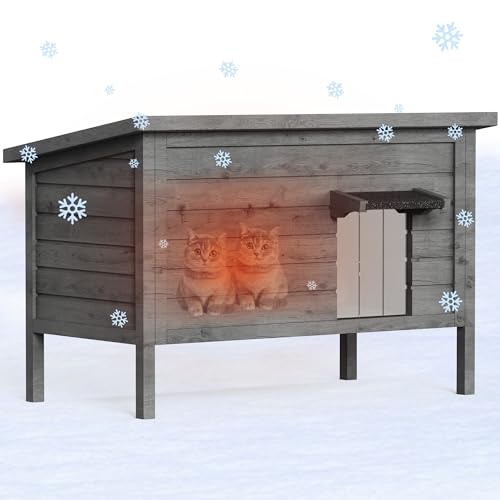 Outdoor Cat House Fully Insulated Wooden Weatherproof 34.4" L x 21.7" W x 27.2" H N859041