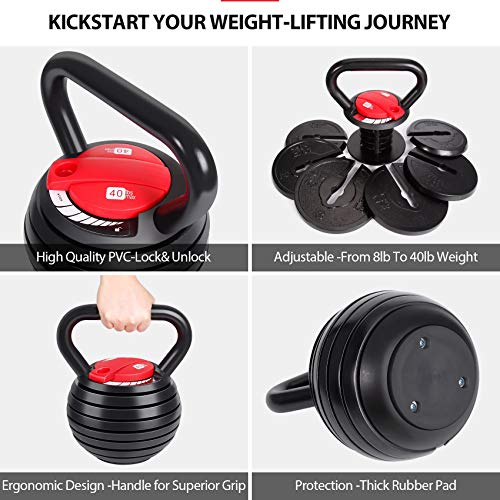 Adjustable Cast Iron Kettlebell Weights Set 5, 8, 9, 12lb Y24341