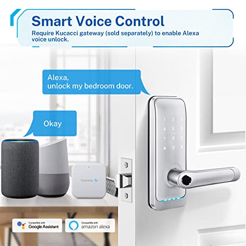 Silver Smart Door Lock with Handle Keyless Entry Wifi G208383