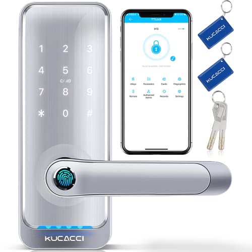 Silver Smart Door Lock with Handle Keyless Entry Wifi G208383