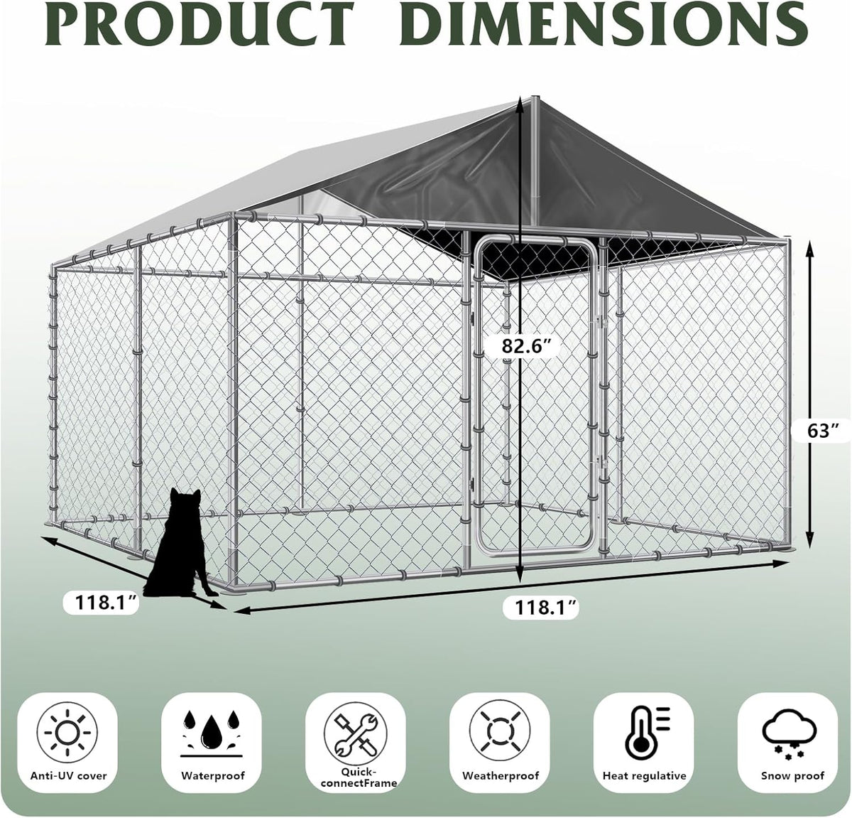 10x10x7FT Large Outdoor Dog Kennel with Roof U80201