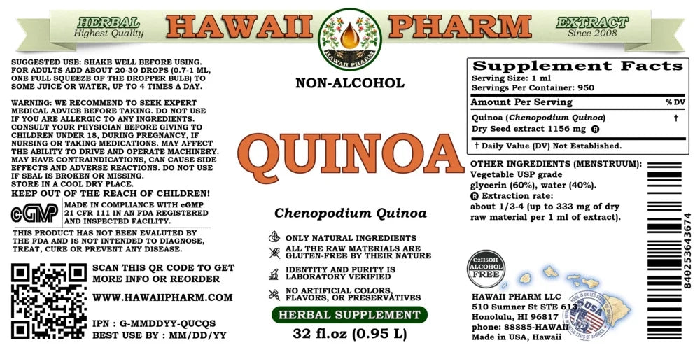 Quinoa Dry Seed Alcohol-Free Liquid Extract Glycerite 32 Fl.Oz Z811869