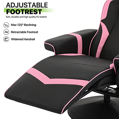 Grey PU Leather Swivel Gaming Recliner Chair with Adjustable Backrest D929790