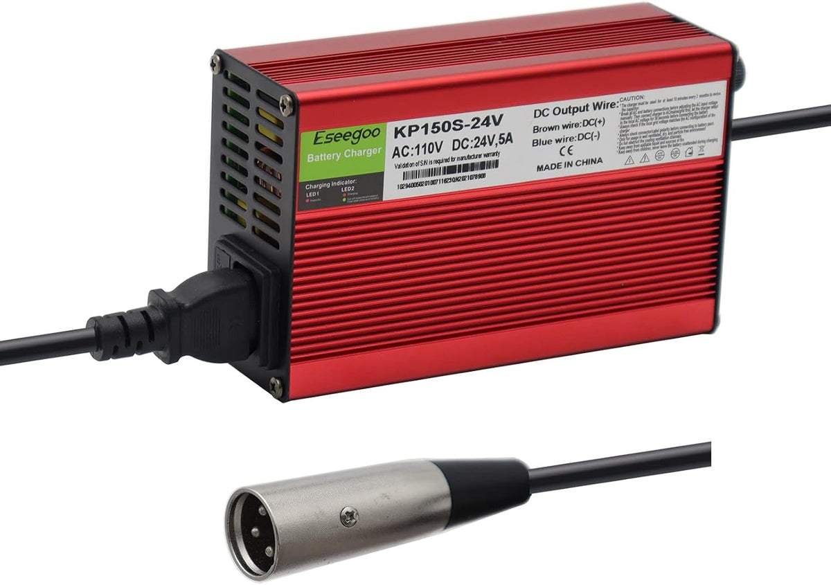 24V 5A Battery Charger with 3-Pin XLR Connector Pack of 2 V6733