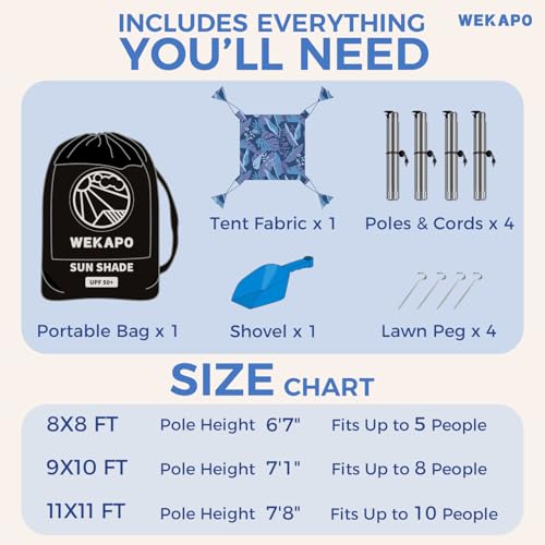 Beach Tent Sun Shelter with 4 Poles, UPF 50+ Protection N478439
