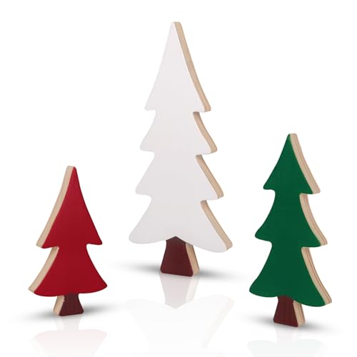 3pcs Wooden Christmas Tree Tabletop Ornaments P298917