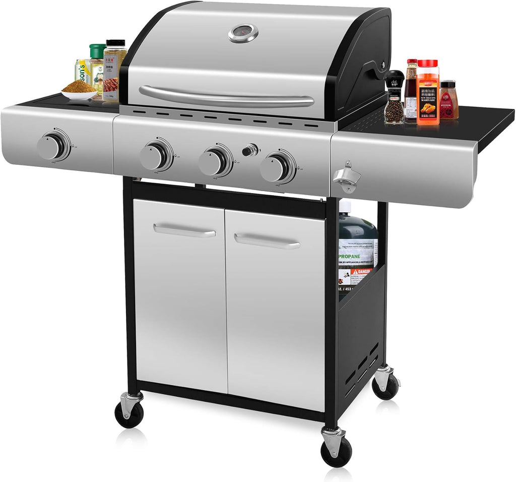 Portable 2 Burners Propane Gas Grill with Storage Shelf P213615