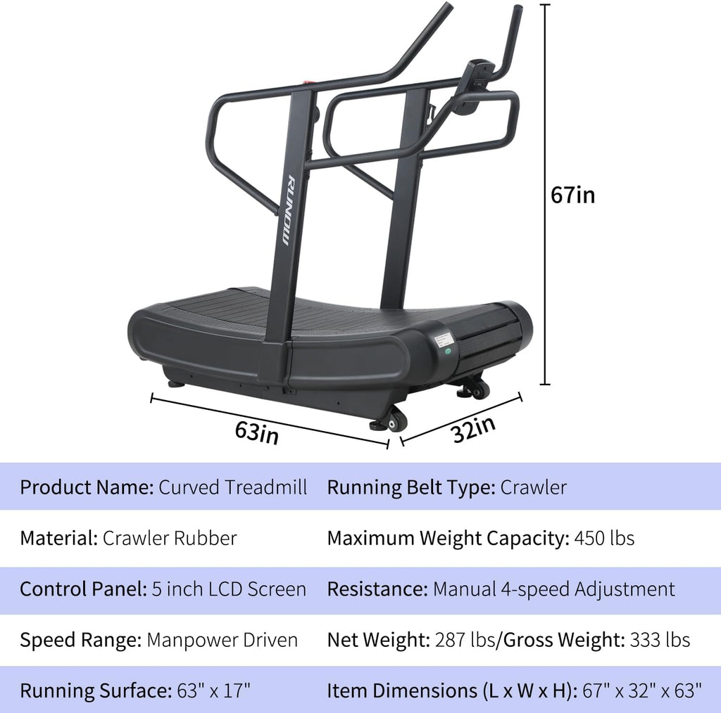 Curved Non-electric Motorized Treadmill with Resistance Adjustment H6050