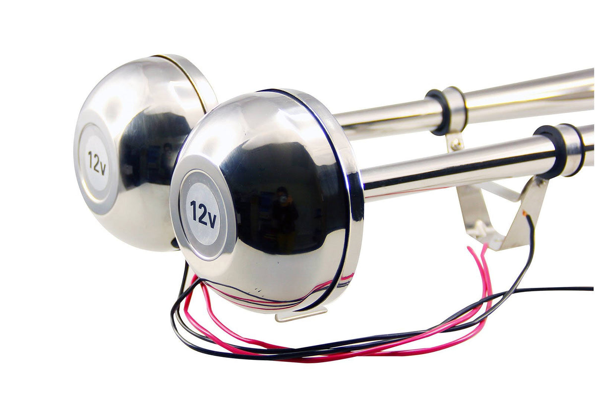 Stainless Steel Dual Trumpet Horn 12V H104