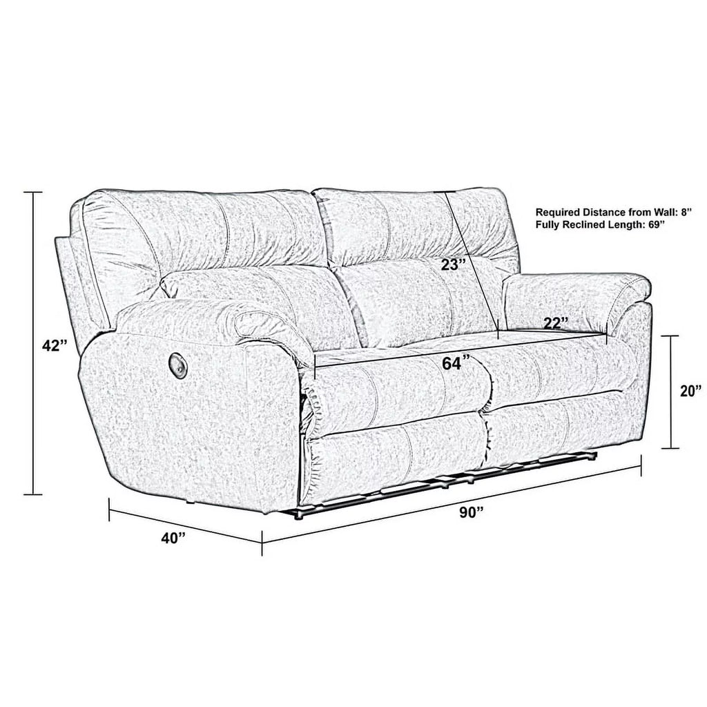 Brown Polyester Power Reclining Sofa W5351