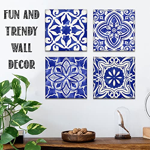 Blue Mosaic 4 Panels Canvas Paintings (12" x 12") E564717