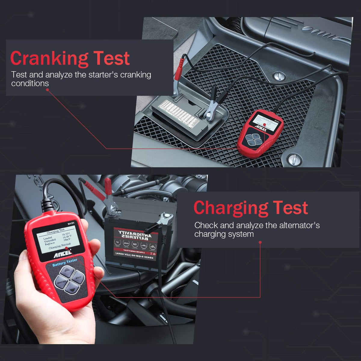 12V 100-2000 CCA Automotive Battery Tester Digital Analyzer F4174