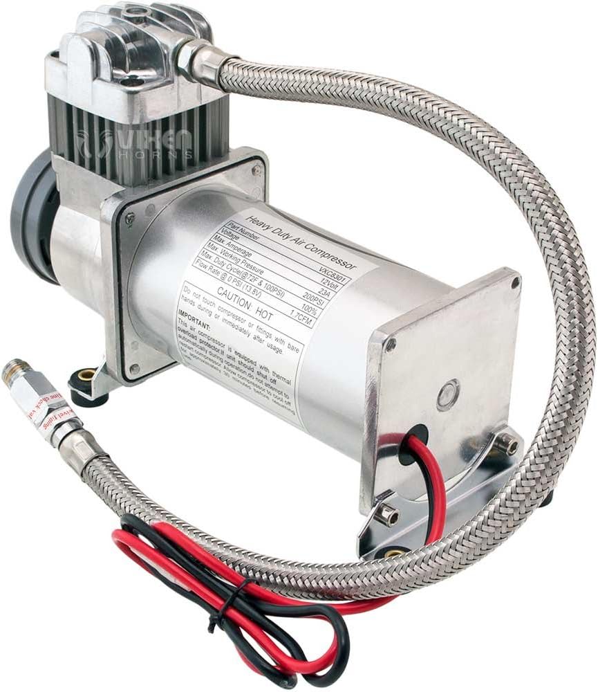 Train Horn Kit with Dual 200psi Air Compressor, 5 Gallon Tank, 8 Trumpets K2104