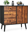 Storage Cabinet Buffet Sideboard with 3 Drawers and Adjustable Shelf D88662