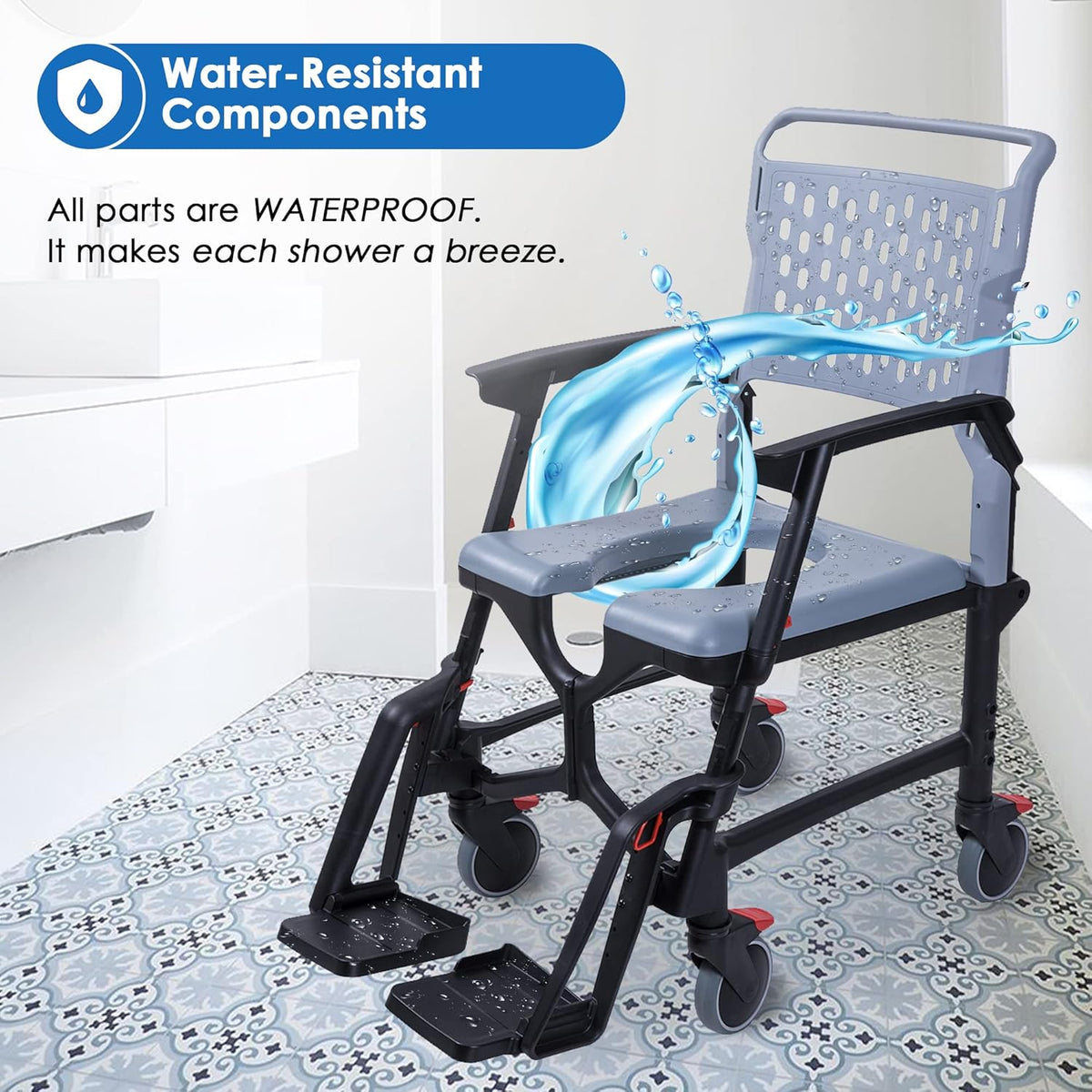 Adjustable Commode Shower Chair with Wheels B58122