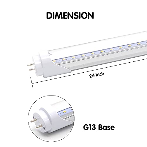 2FT 8W LED Light Tube, 5000K Daylight White, Pack of 4 D80580