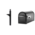 Black Aluminum Mailbox Post and Galvanized Steel Post-Mount Mailbox K161907