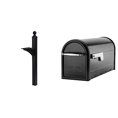 Black Aluminum Mailbox Post and Galvanized Steel Post-Mount Mailbox K161907