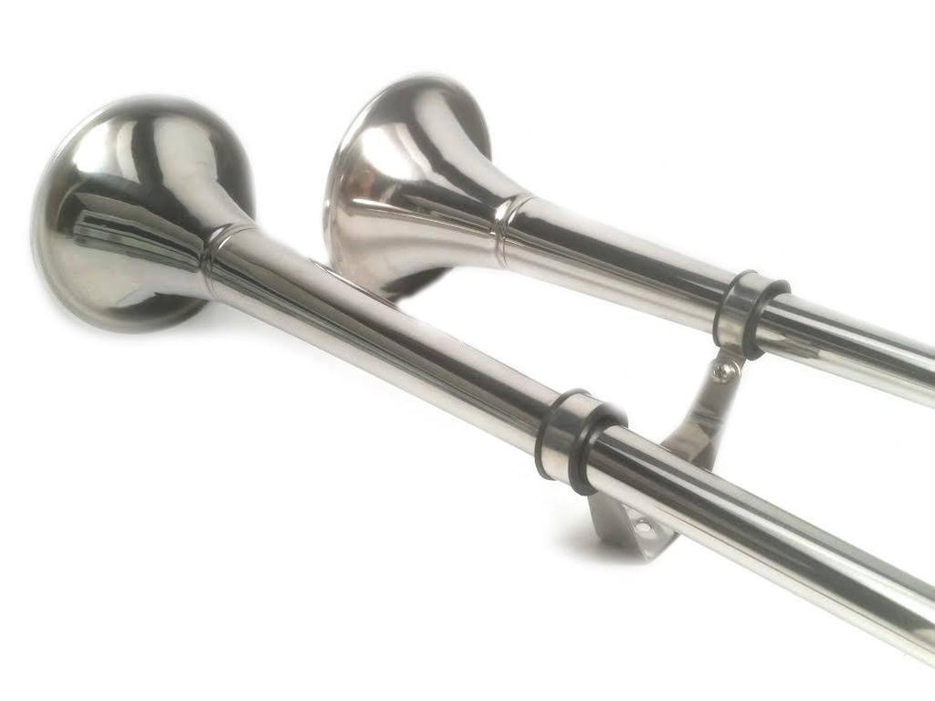 Stainless Steel Dual Trumpet Horn 12V H104