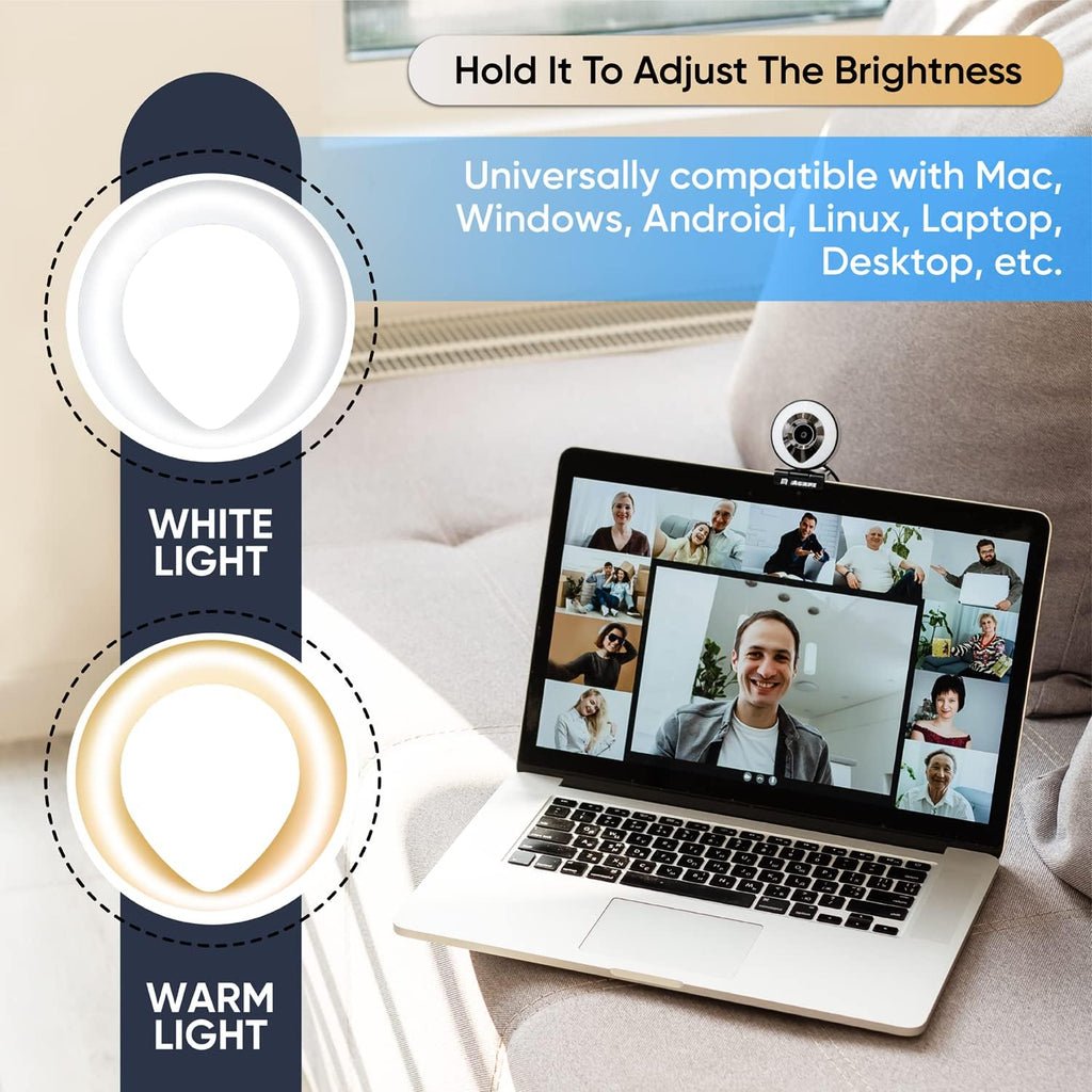 1080P HD Webcam with Microphone and Ring Light F123732