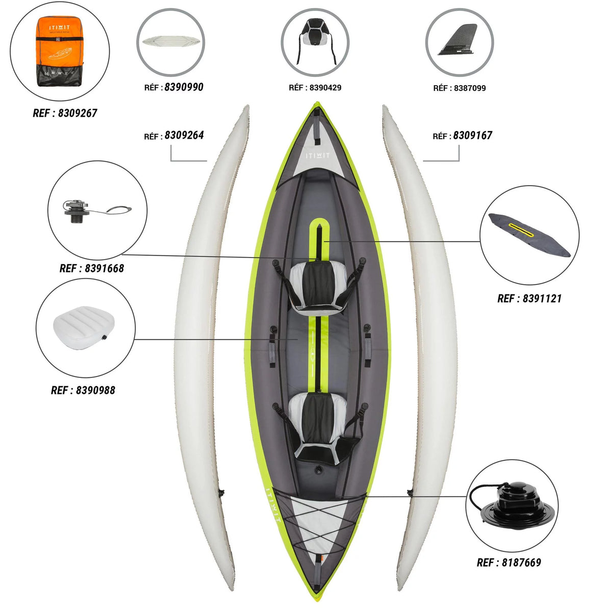 Inflatable Sit on Kayak with Pump, Green E66486