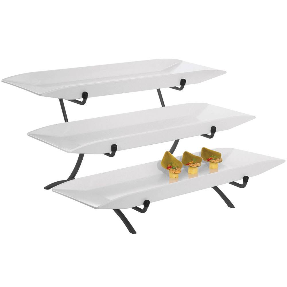 3 Tier Long Platter Display Black D670
