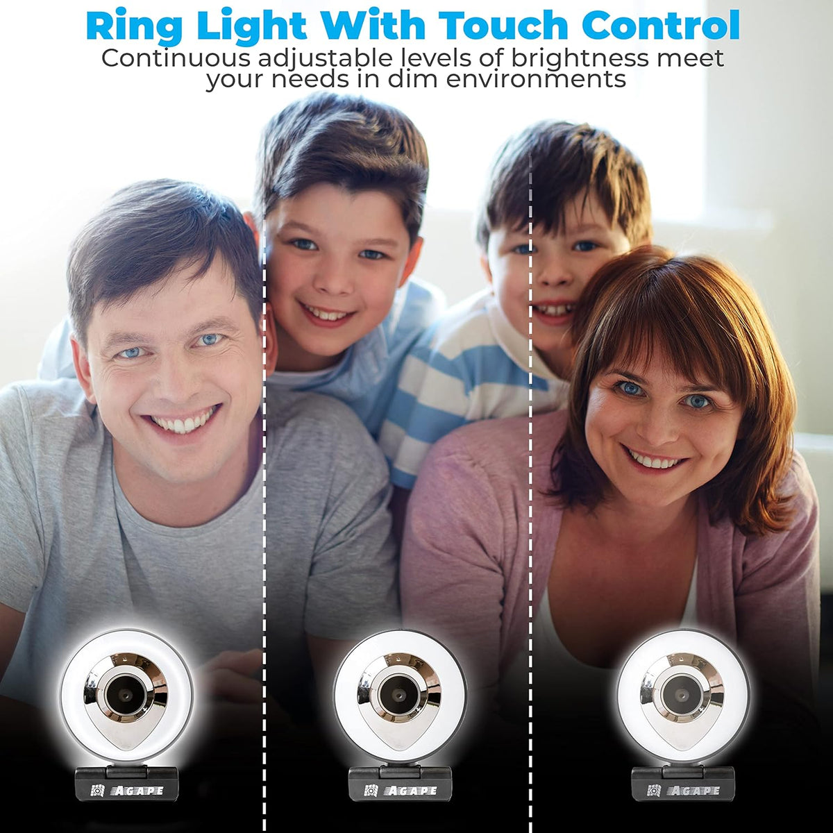 1080P HD Webcam with Microphone and Ring Light F123732