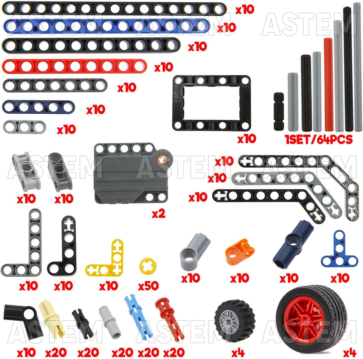 Regular-Sized Mechanical Building Block Parts Include Brick, Bush, Technic Pin D2977