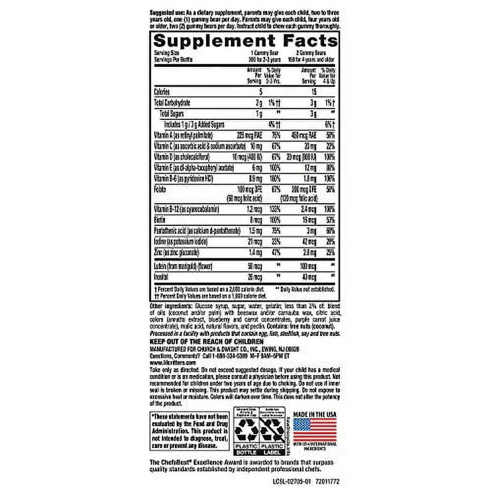 275 Count Children's Chewable Gummy Bear Multivitamin Dietary Supplement E262840