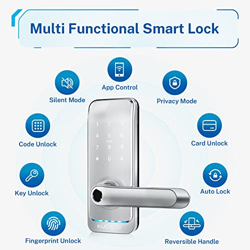 Silver Smart Door Lock with Handle Keyless Entry Wifi G208383