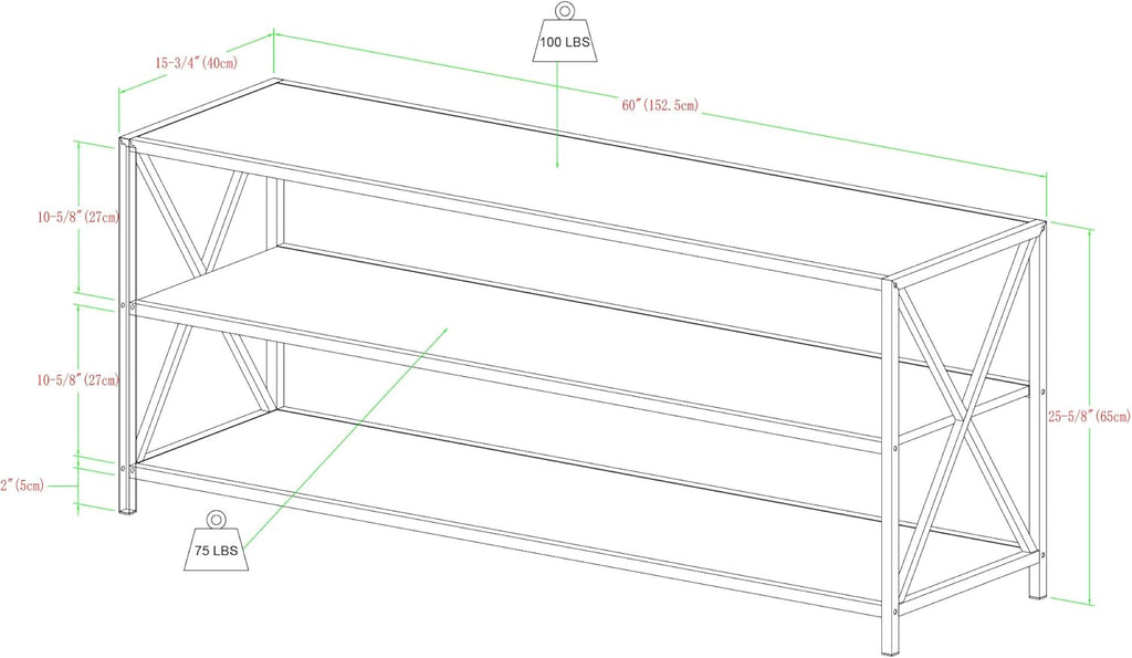 60 Inch Rustic Oak Wood Metal Bookcase T162