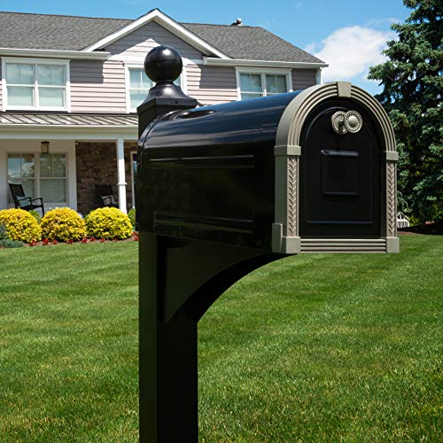 Black Aluminum Mailbox Post and Galvanized Steel Post-Mount Mailbox K161907