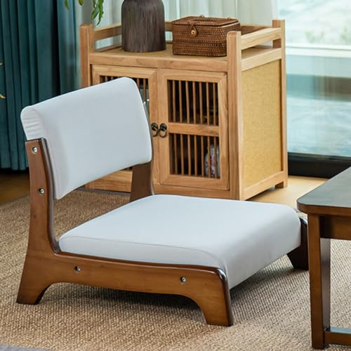 Beige Floor Chair with Back Support and Cushion F8887