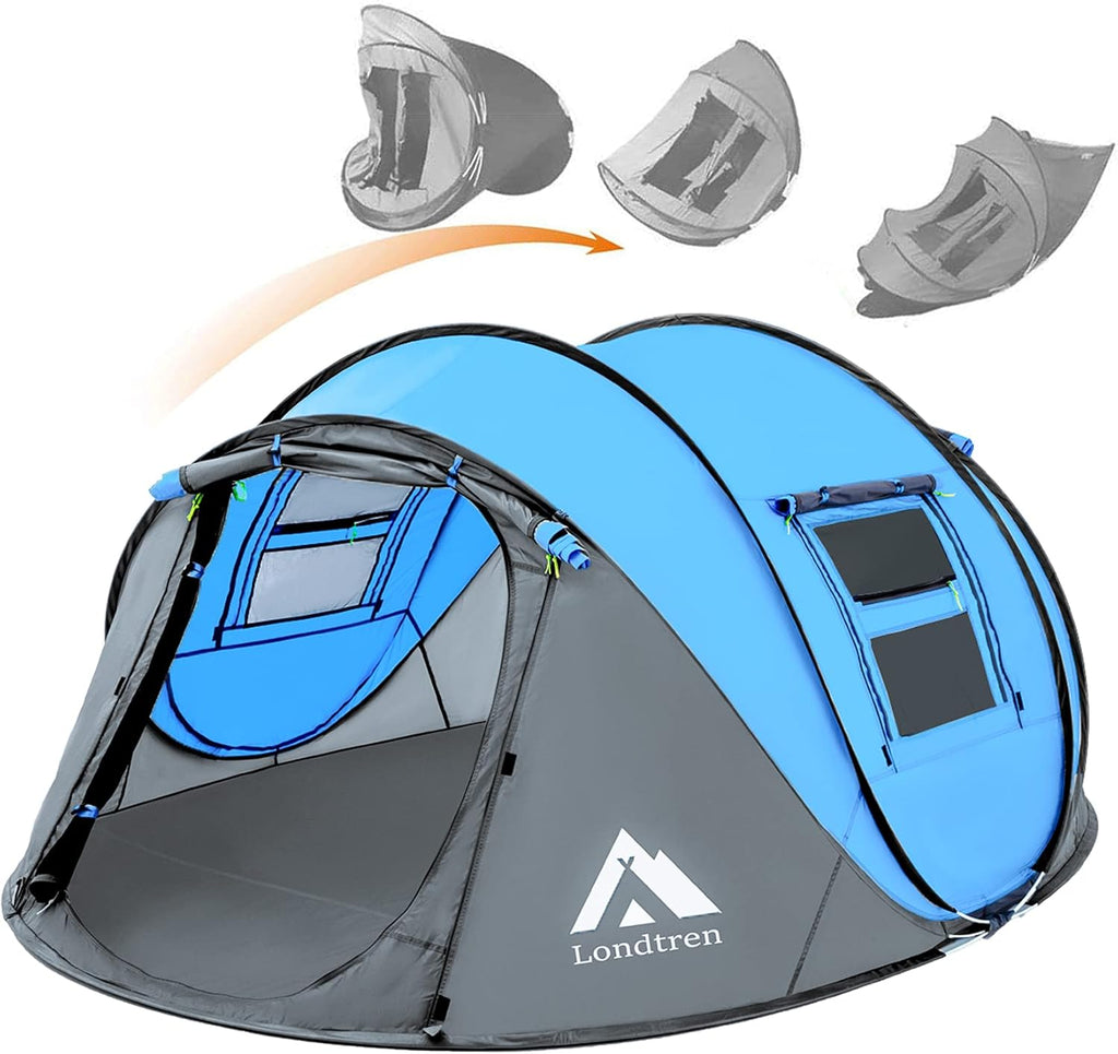 4 Person Pop Up Tent Waterproof Automatic Setup 2 Doors Instant Tent O367095