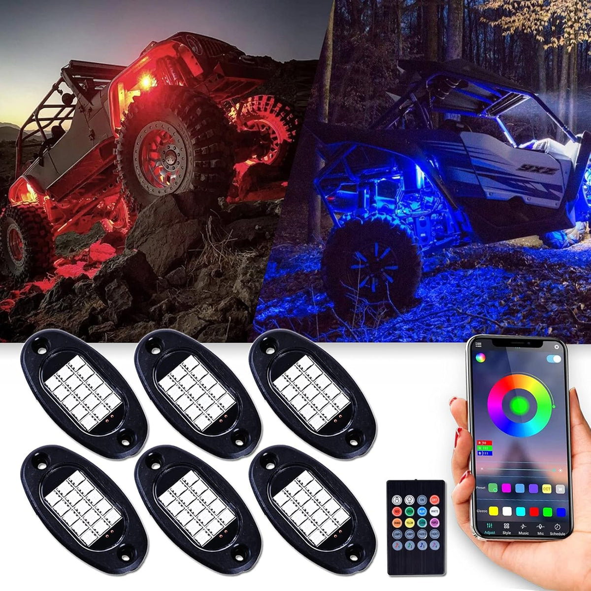 RGB LED Rock Lights 120 LEDs Waterproof 8Pods W694714