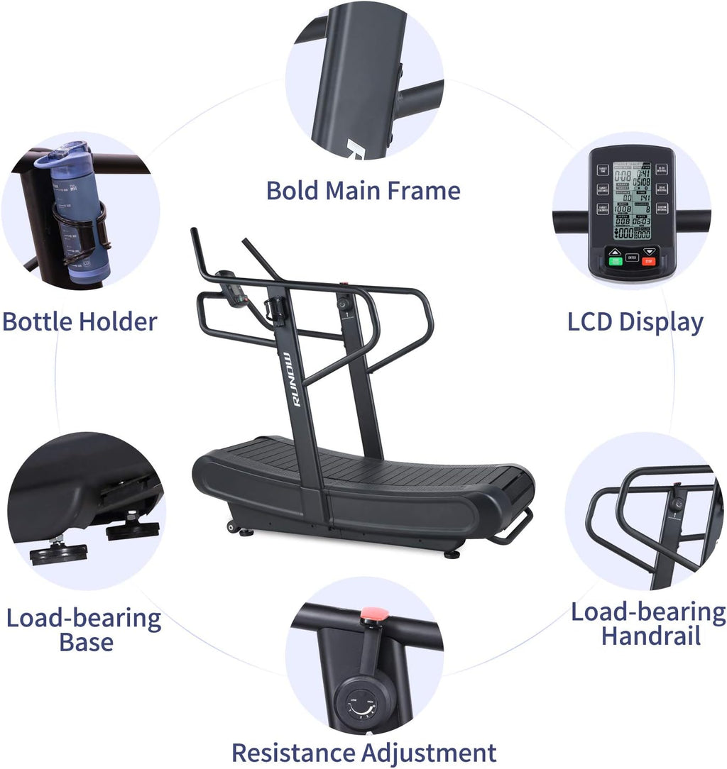 Curved Non-electric Motorized Treadmill with Resistance Adjustment H6050