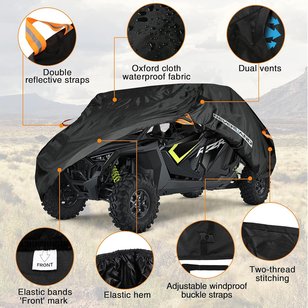 UTV Cover Sun-UV Rain Snow Protector 4-6 Passenger T821467