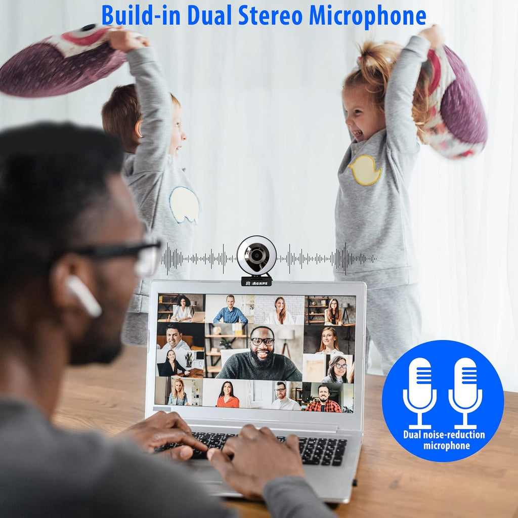 1080P HD Webcam with Microphone and Ring Light F123732
