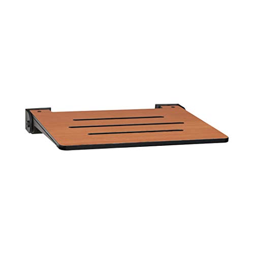 Rustic Teak Seat Silver Frame Folding Wall Mount Shower Bench Seat S9029