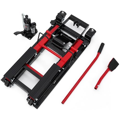 Red Hydraulic Motorcycle Lift Jack 1500Lb Capacity Scissor Jack T301