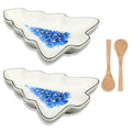 2 Pcs Christmas Dinner Platter Ceramic Serving Dishes with Wooden Spoon Serving Platters Bowl N590